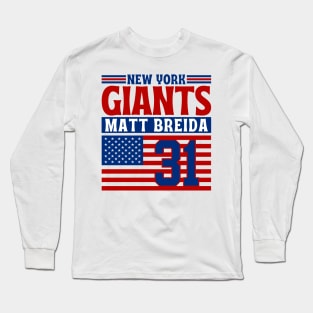 New York Giants Breida 31 American Flag Football Long Sleeve T-Shirt